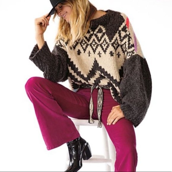 Free People New Nordic Stripe Pullover Sweater - Picture 4 of 8